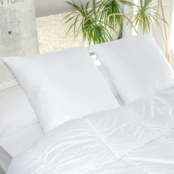 Lot de 2 oreillers carrés moelleux (60 x 60 cm) Respirants Blanc