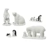 Lot de 3 ours polaires et 3 pingouins pour village de Noël