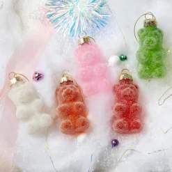 Lot de 5 Oursons en verre (H8 cm) Bonbons Gourmandise Multicolore