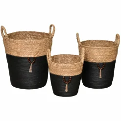 Lot de 3 paniers à linge (H45 cm) Jya Noir