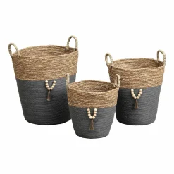 Lot de 3 paniers à linge (H45 cm) Jya Gris