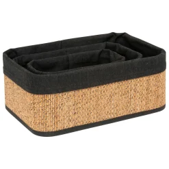 Lot de 3 paniers de rangement bambou (H12 cm) Stremy Beige