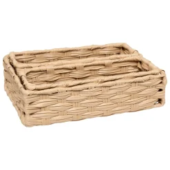 Lot de 3 paniers de rangement tressés bas (27 x 20 cm) Garlic Beige