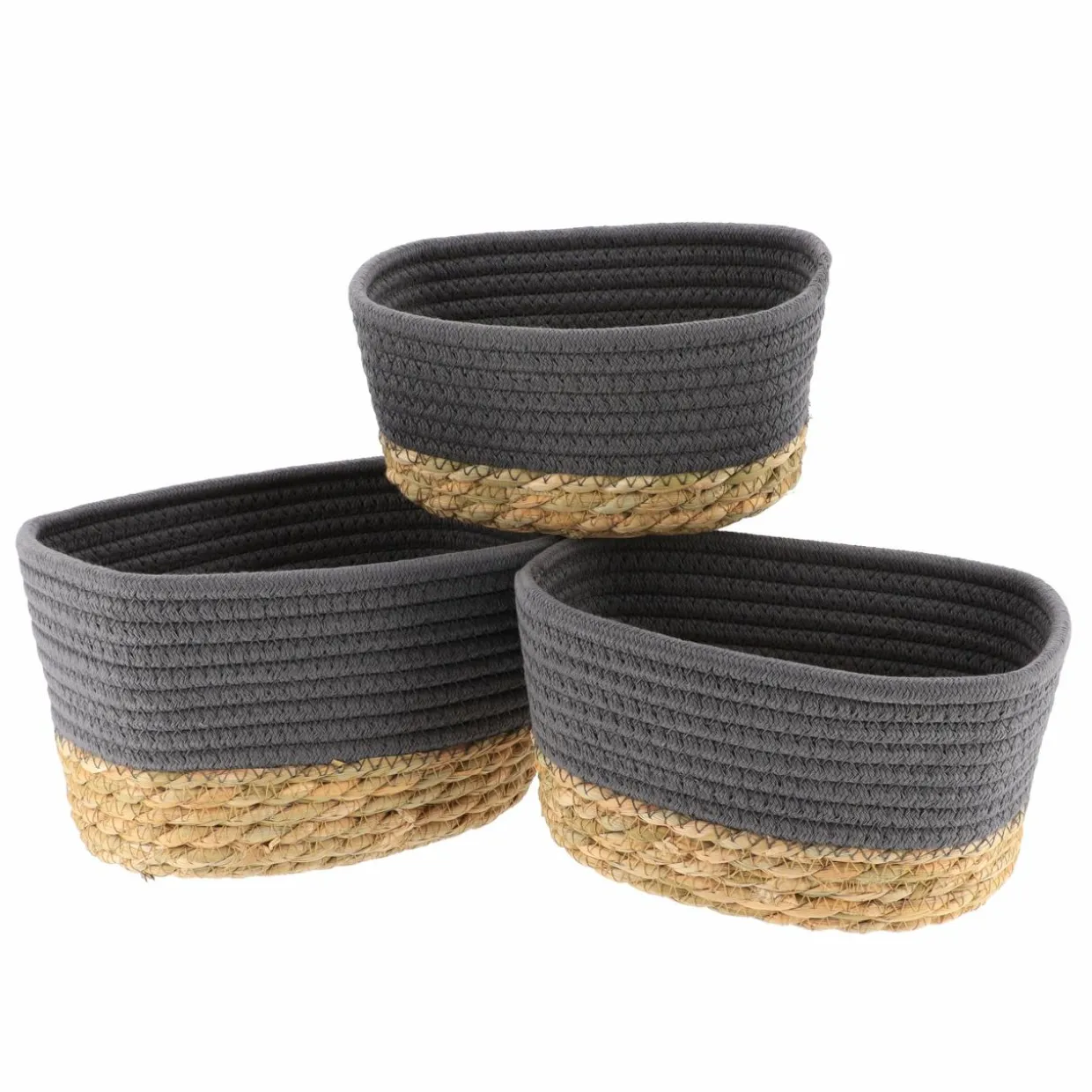 Lot de 3 paniers de rangement (H13 cm) Timeless Gris