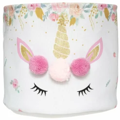 Lot de 2 paniers de rangement enfant Licorne Rose