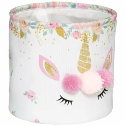 Lot de 2 paniers de rangement enfant Licorne Rose