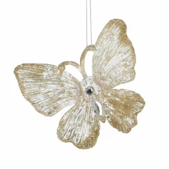 Lot de 2 papillons (H10,5 cm) Souy pailletés Or