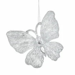 Lot de 2 papillons (H10,5 cm) Souy pailletés Argent