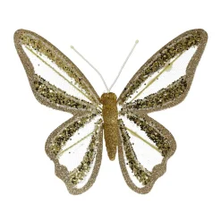 Lot de 2 Papillons sur pince (H14 cm) Rêverie Or