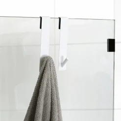 Lot de 2 patères à suspendre spécial paroi de douche (H18 cm) Blanc