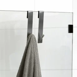 Lot de 2 patères à suspendre spécial paroi de douche (H18 cm) Chrome
