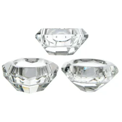 Lot de 12 photophores en verre (D7 cm) Diamant cristal Transparent