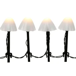 Lot de 4 pics lumineux à piles 20 LED Champignons (H20 cm) Blanc chaud