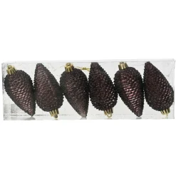 Lot de 6 pommes de pin à suspendre (H8 cm) Alpine Noir truffé