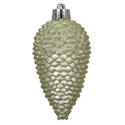 Lot de 6 pommes de pin à suspendre (H8 cm) Alpine Menthe blanche