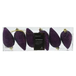 Lot de 6 pommes de pin à suspendre (H8 cm) Alpine figue