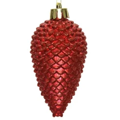 Lot de 6 pommes de pin à suspendre (H8 cm) Alpine Rouge