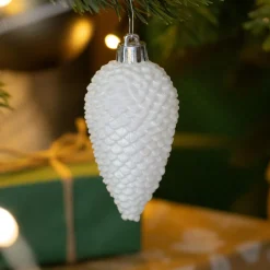 Lot de 6 pommes de pin à suspendre (H8 cm) Alpine Blanc