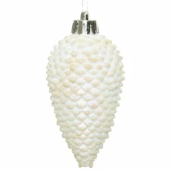 Lot de 6 pommes de pin à suspendre (H8 cm) Alpine Blanc irisé