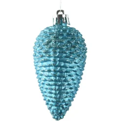 Lot de 6 pommes de pin à suspendre (H8 cm) Alpine Bleu pétillant