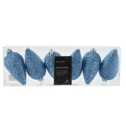 Lot de 6 pommes de pin à suspendre (H8 cm) Alpine Bleu ciel