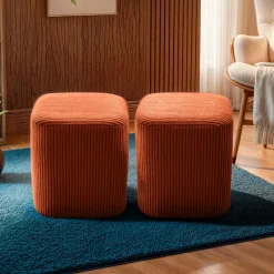 Lot de 2 poufs en velours (H38 cm) Shan Terracotta