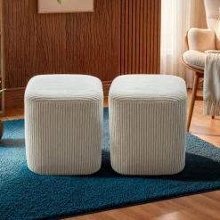 Lot de 2 poufs velours (H 38 cm) Shan Beige