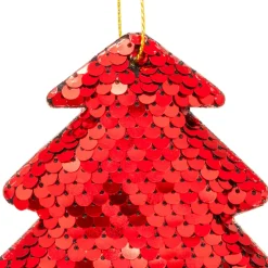 Lot de 2 sapins à suspendre (H9 cm) Sequins Rouge