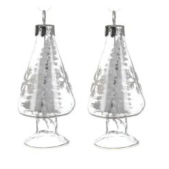Lot de 2 sapins de Noël à suspendre (H8 cm) Genève Transparent