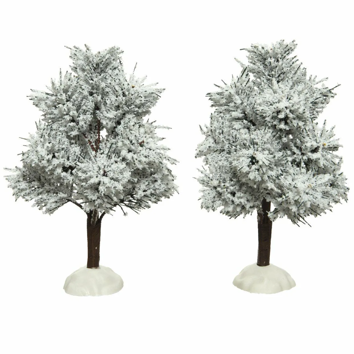 Lot de 2 sapins enneigés (H14 cm) pour aménager un village