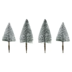 Lot de 4 sapins sur pince (H16-H13 cm) Forêt enchantée Vert enneigé
