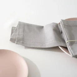 Lot de 4 serviettes coton (40 x 40 cm) Chambray Gris clair