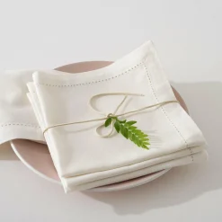 Lot de 4 serviettes coton (40 x 40 cm) Chambray Ecru