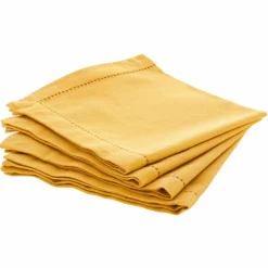 Lot de 4 serviettes coton (40 x 40 cm) Chambray Ocre