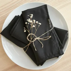 Lot de 3 serviettes de table polyester (40 x 40 cm) Elise Noires