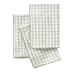 Lot de 3 serviettes gaze de coton (40 x 40 cm) Gaïa vichy Vert eucalyptus