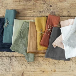 Lot de 3 serviettes gaze de coton (40 x 40 cm) Gaïa Rose pêche