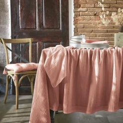 Lot de 3 serviettes gaze de coton (40 x 40 cm) Gaïa Rose pêche
