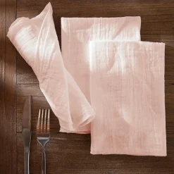 Lot de 3 serviettes gaze de coton (40 x 40 cm) Gaïa Rose poudré