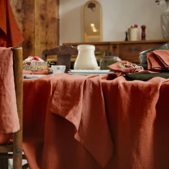 Lot de 3 serviettes lin lavé (40 x 40 cm) Louise Terracotta