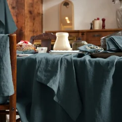 Lot de 3 serviettes lin lavé (40 x 40 cm) Louise Gris ardoise