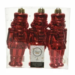 Lot de 3 soldats Casse-noisette à suspendre (H14 cm) Gédéon Rouge
