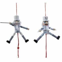 Lot de 2 soldats Casse-noisette à suspendre (H12 cm) Tambour Bleu clair