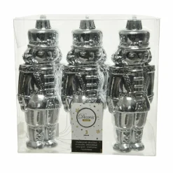 Lot de 3 soldats Casse-noisette à suspendre (H14 cm) Gédéon Argent