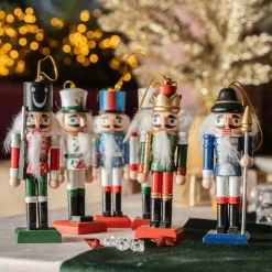 Lot de 6 soldats Casse-noisette à suspendre (H12 cm) Multicolore
