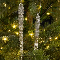 Lot de 2 stalactites à suspendre (H14 cm) Glace Transparent doré