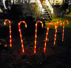 Lot de 6 sucres d'orge lumineux à piles 42 LED (H47 cm) Candy Blanc chaud