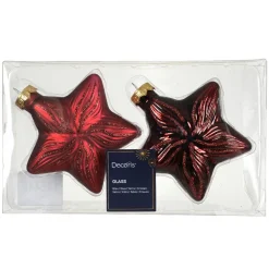 Lot de 2 suspensions de Noël en verre (H10 cm) Étoiles Céleste Bordeaux