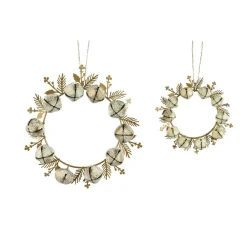 Lot de 2 suspensions en métal (D19 cm) Couronne de clochettes Perle