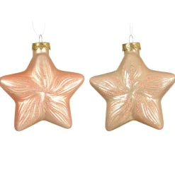 Lot de 2 suspensions en verre (H10 cm) Étoiles Céleste Pêche